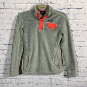 Patagonia Girls' Re-Tool Snap-T Pullover in Tailored Grey & Pink Size XL